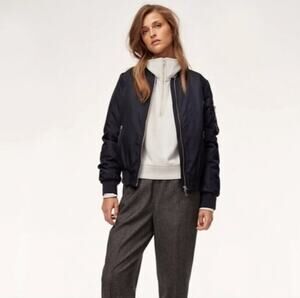 Aritzia The Group Babaton Gilman Sky Captain Black Bomber Jacket Size XS